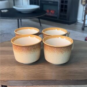 Set Of Four Vintage Mikasa Whole Wheat E8000 Stoneware Mugs Speckled Design